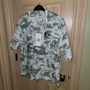 NWT Mens Sz M Lacoste X Netflix All Over Alligator Hawaiian Shirt